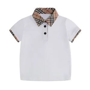 Toddler Kids Boy T Shirt Baby Summer Short Sleeve Tops Childrens Designers Clothes Turn-down Collar T-shirt 1-6Years
