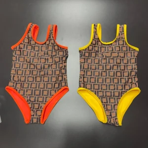 Summer Girls One-Pieces Bikini Swimsuit Letters Printed Kids Toddlers Bathing Suits Baby Girl Beach Swimwear Children Swimming Wear Two Colors