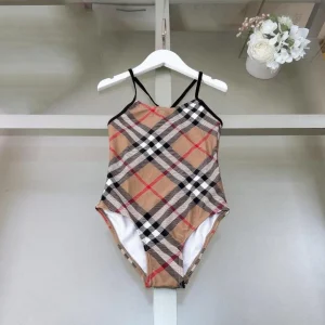 Cute Summer Girls Plaid One-Pieces Bikini Swimsuit Cute Kids Infant Bathing Suits Baby Girl Beach Swimwear Children Swimming Wear